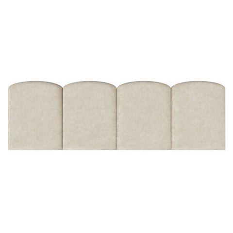 Beige headboard op maat met vier afgeronde panelen in zachte bekleding